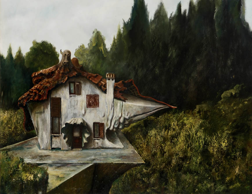 La casa ai limiti del bosco - 2025 - olio su tavola - 100x70cm